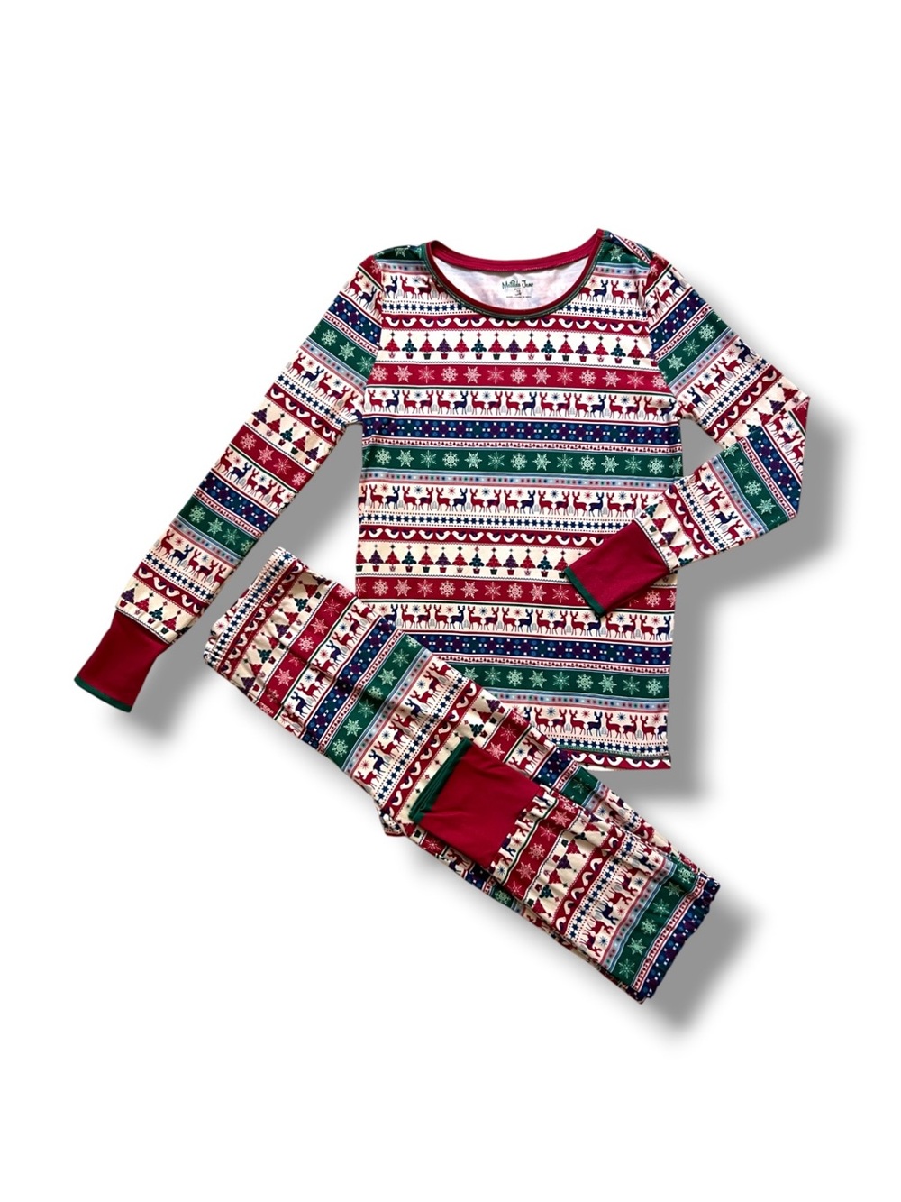 Matilda Jane Merry & Bright Pajama Set Girls Size 10 Christmas Fair Isle Reindee